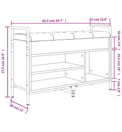 Banc à chaussures sonoma gris 85,5x32x57,5 cm bois d'ingénierie