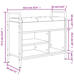 Banc à chaussures chêne fumé 65,5x32x57,5 cm bois d'ingénierie