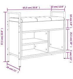 Banc à chaussures chêne marron 65,5x32x57,5cm bois d'ingénierie