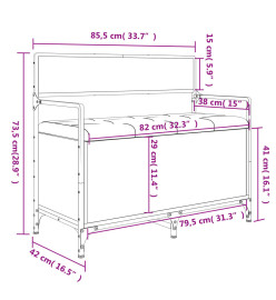 Banc de rangement chêne marron 85,5x42x73,5cm bois d'ingénierie