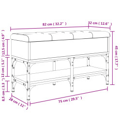 Banc à chaussures sonoma gris 82x32x45 cm bois d'ingénierie