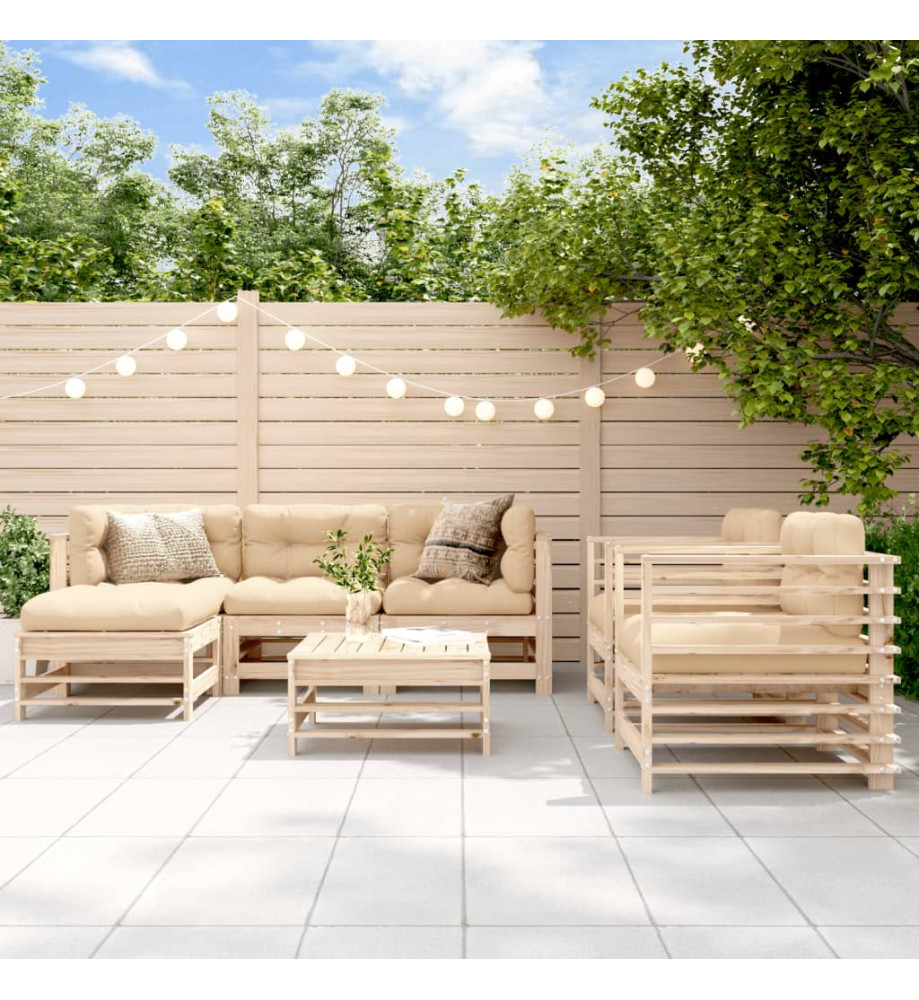 Salon de jardin 7 pcs Bois de pin massif Salon de jardin 7 pcs Bois de pin massif