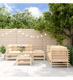 Salon de jardin 6 pcs Bois de pin massif