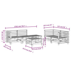 Salon de jardin 6 pcs Bois de pin massif