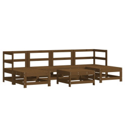 Salon de jardin 7 pcs Marron miel Bois de pin massif