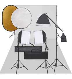 Kit de studio photo avec éclairage toile de fond et réflecteur