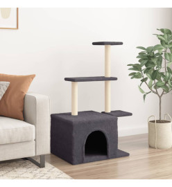 Arbre à chat avec griffoirs en sisal gris foncé 110 cm