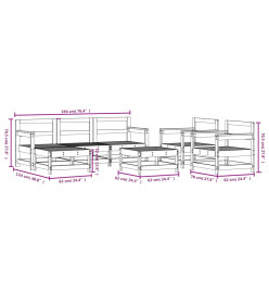 Salon de jardin 7 pcs Blanc Bois de pin massif