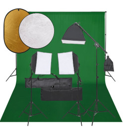 Kit de studio photo avec éclairage toile de fond et réflecteur