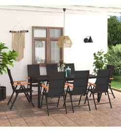 Ensemble de salle à manger de jardin 9 pcs Noir et marron