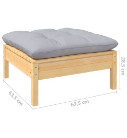 Salon de jardin 6 pcs avec coussins gris bois de pin
