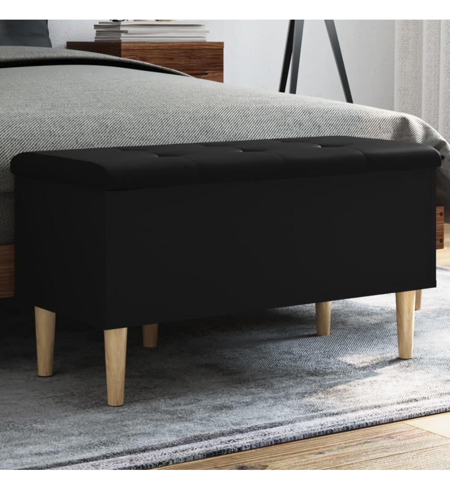 Banc de rangement noir 82x42x46 cm bois d'ingénierie