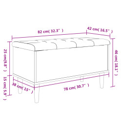 Banc de rangement noir 82x42x46 cm bois d'ingénierie