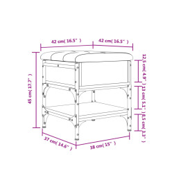 Banc à chaussures chêne marron 42x42x45 cm bois d'ingénierie