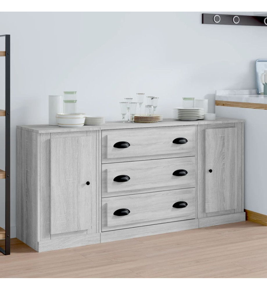 Buffets 3 pcs Sonoma gris Bois d'ingénierie Buffets 3 pcs Sonoma gris Bois d'ingénierie