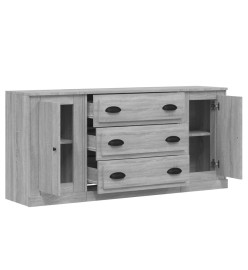 Buffets 3 pcs Sonoma gris Bois d'ingénierie