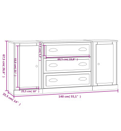 Buffets 3 pcs Sonoma gris Bois d'ingénierie