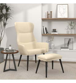 Chaise de relaxation avec tabouret Crème Tissu