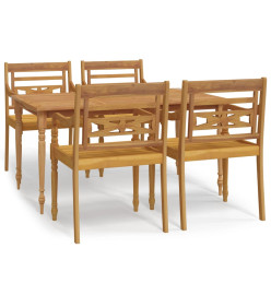 Ensemble à dîner de jardin 5 pcs Bois de teck massif