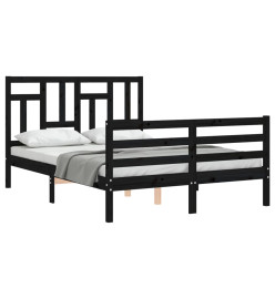 Cadre de lit avec tête de lit noir 140x190 cm bois massif