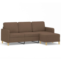 Canapé à 3 places avec repose-pieds Marron 180 cm Tissu