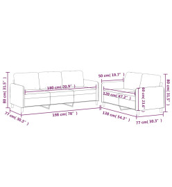 Ensemble de canapés 2 pcs avec coussins Jaune clair Tissu