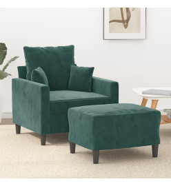 Fauteuil avec repose-pied Vert foncé 60 cm Velours