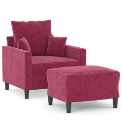 Fauteuil avec repose-pied Rouge bordeaux 60 cm Velours