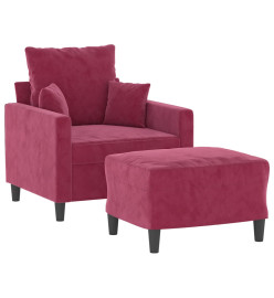 Fauteuil avec repose-pied Rouge bordeaux 60 cm Velours