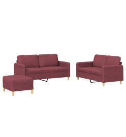 Ensemble de canapés 3 pcs avec coussins Rouge bordeaux Tissu