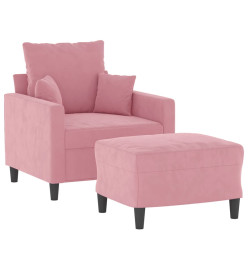 Fauteuil avec repose-pied Rose 60 cm Velours