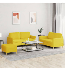 Ensemble de canapés 3 pcs avec coussins Jaune clair Tissu