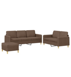 Ensemble de canapés 3 pcs avec coussins Marron Tissu