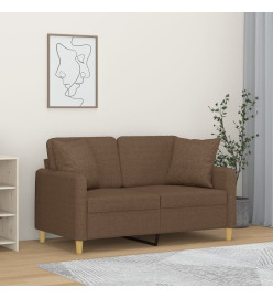 Canapé 2 places avec oreillers décoratifs marron 120 cm tissu