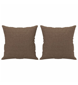 Canapé 2 places avec oreillers décoratifs marron 120 cm tissu