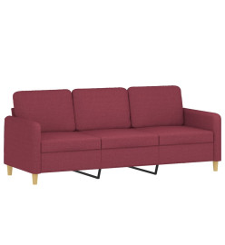 Ensemble de canapés 3 pcs avec coussins rouge bordeaux tissu