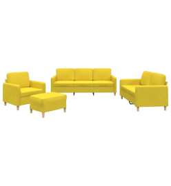 Ensemble de canapés 4 pcs avec coussins Jaune clair Tissu