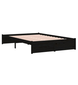 Cadre de lit Noir Bois massif 120x190 cm Petit double