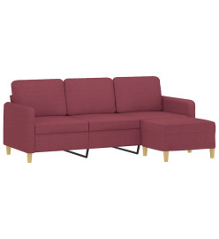 Canapé à 3 places avec repose-pieds Rouge bordeaux 180 cm Tissu