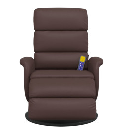 Fauteuil inclinable de massage repose-pieds marron similicuir