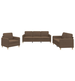 Ensemble de canapés 3 pcs avec coussins Marron Tissu