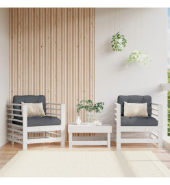 Chaises de jardin 2 pcs blanc bois massif de pin
