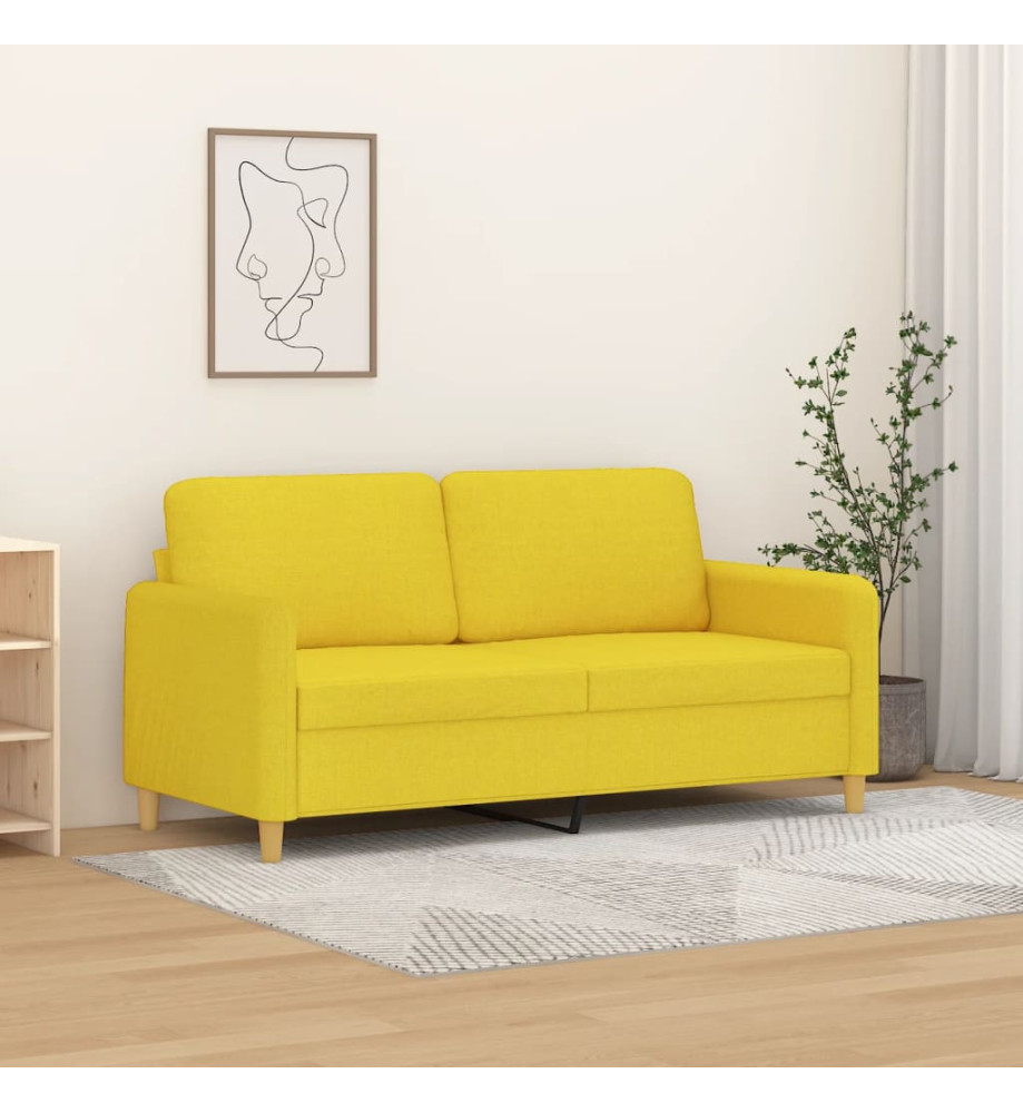 Canapé à 2 places Jaune clair 140 cm Tissu