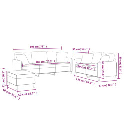 Ensemble de canapés 3 pcs avec coussins marron tissu