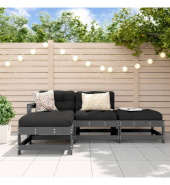 Salon de jardin 4 pcs gris bois massif de pin