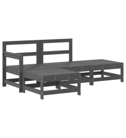 Salon de jardin 4 pcs gris bois massif de pin