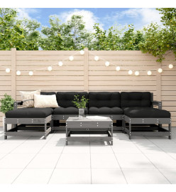Salon de jardin 7 pcs Gris Bois de pin massif