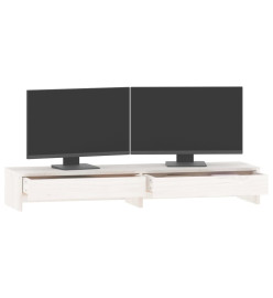 Support de moniteur Blanc 100x27x15 cm Bois de pin solide