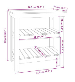 Banc de travail 78,5x50x80 cm Bois de pin massif