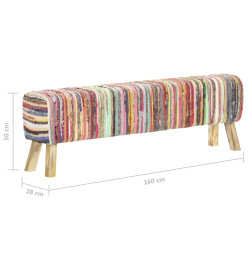 Banc 160 cm Multicolore Tissu chindi